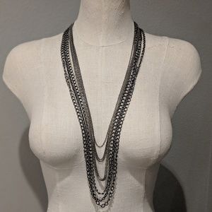 Silver Hematite mixed long necklace-like new!